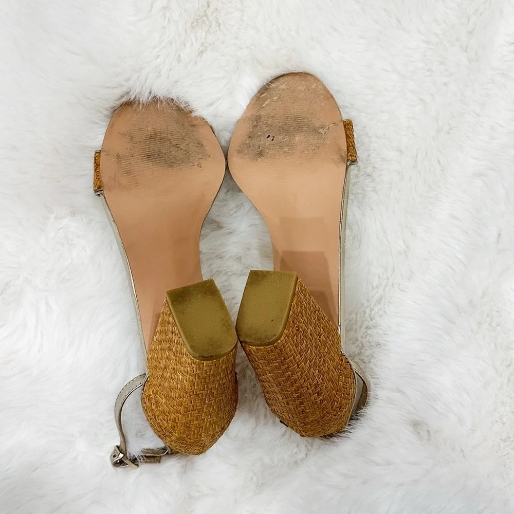 Lilly Pulitzer Amber Lynn Straw Sandal Heels Ankle Strap size 9.5 - Picture 7 of 11